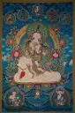 Samantabhadra Bodhisattva Thangka – White Elephant Mount – Menri Tradition