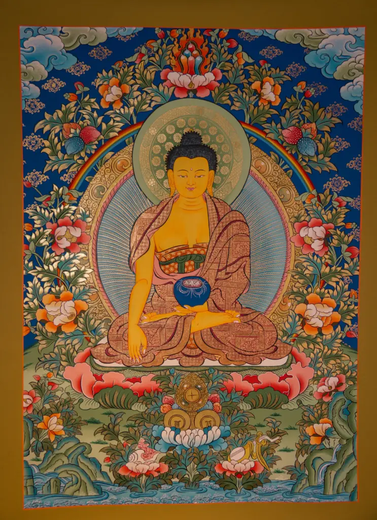 Shakyamuni Buddha Thangka – Earth Touching Mudra – Menri Tradition