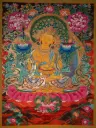 Manjughosha Thangka – Twin Lotus Attributes – Menri Style