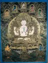 Chenrezig Thangka – Radiant Gold on Black – Nagthang Menri Tradition