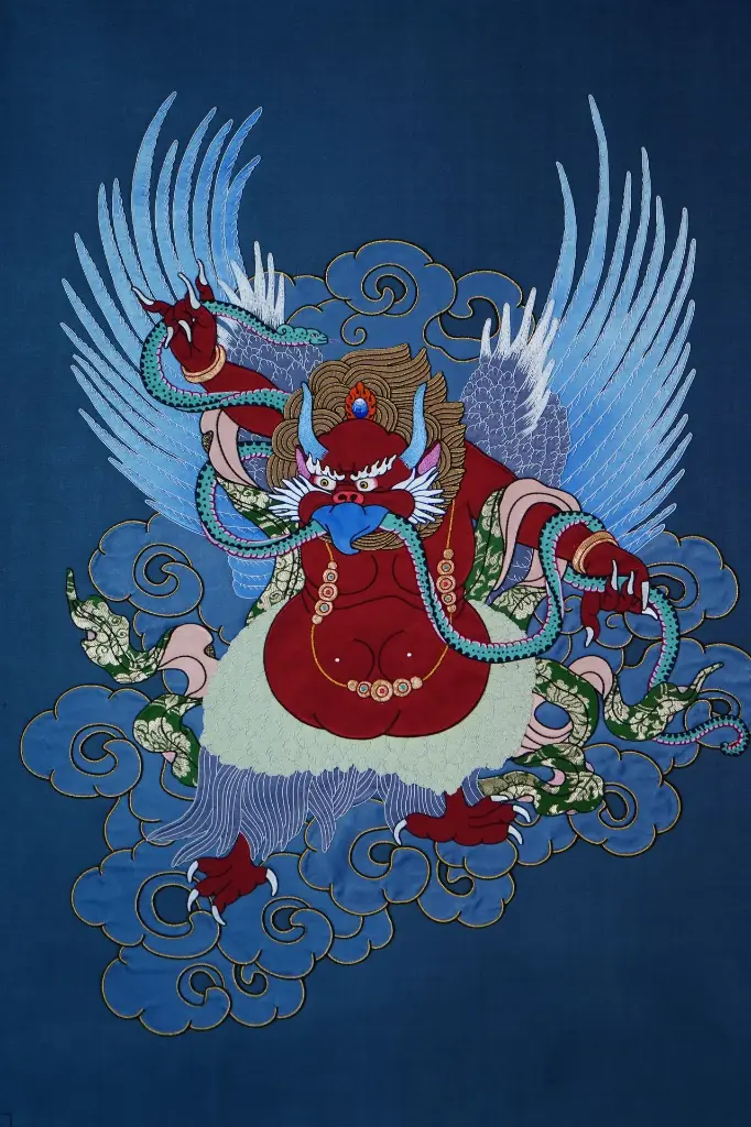 Red Garuda Thangka (The Winged Protector)