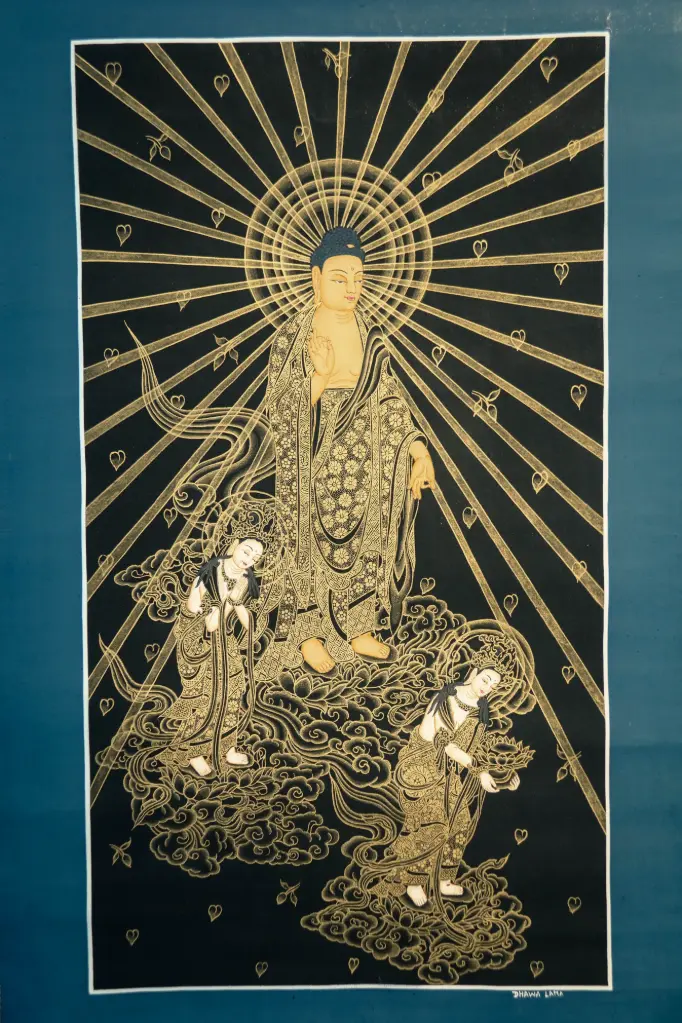 Amitabha Buddha Thangka – Nagthang Gold Rays – Descent of Infinite Light