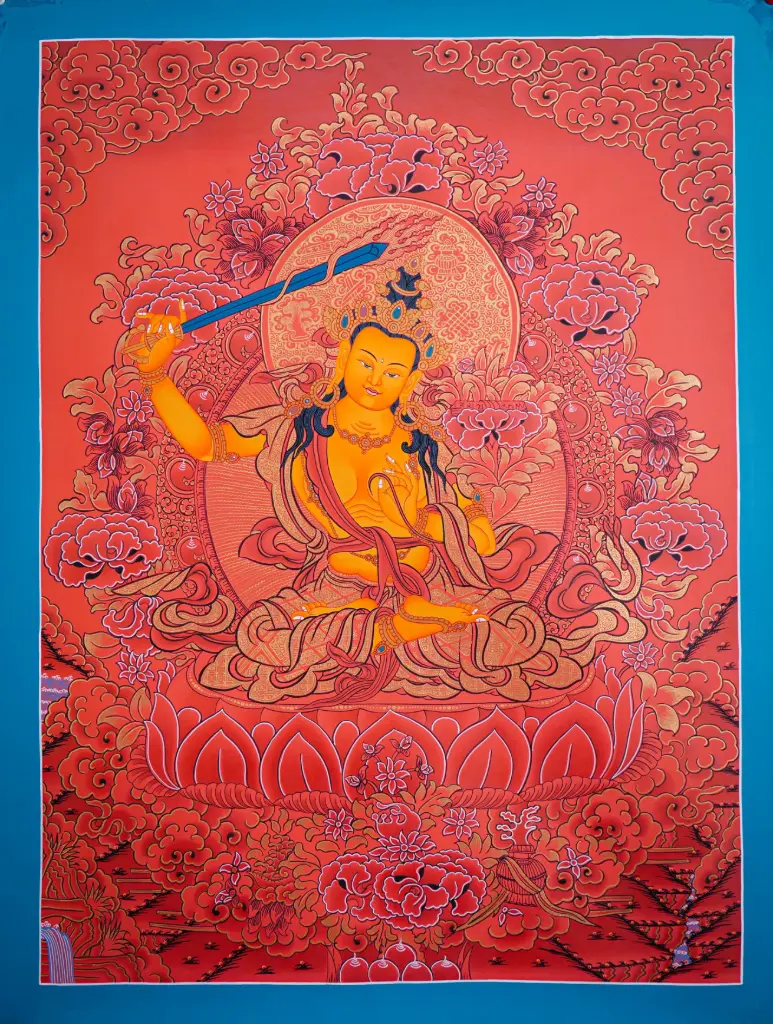 Red Manjushri Thangka  (Marthang Art)