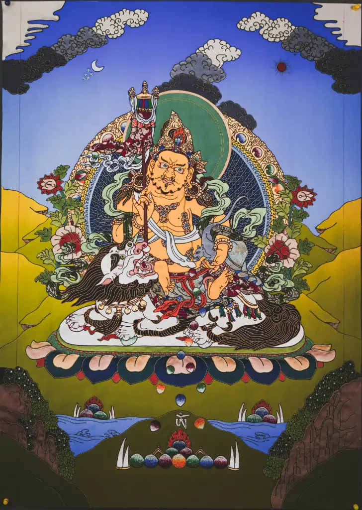 Vaishravana Thangka (Silk Applique God of Wealth)