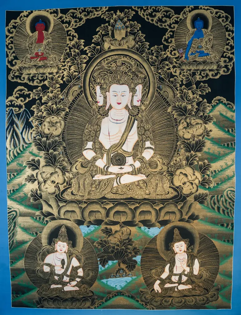 Sarvavid Vairocana Thangka – Golden Nagthang Assembly