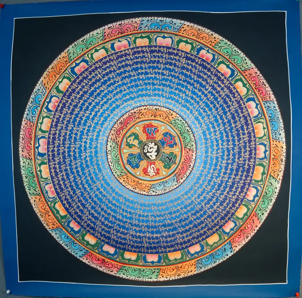 Om Mani Padme Hum Mandala Thangka – The Radiant Seed of Compassion 