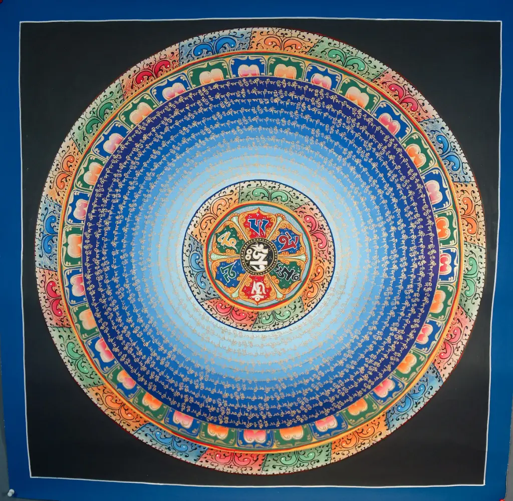 Om Mani Padme Hum Mandala Thangka – The Radiant Seed of Compassion