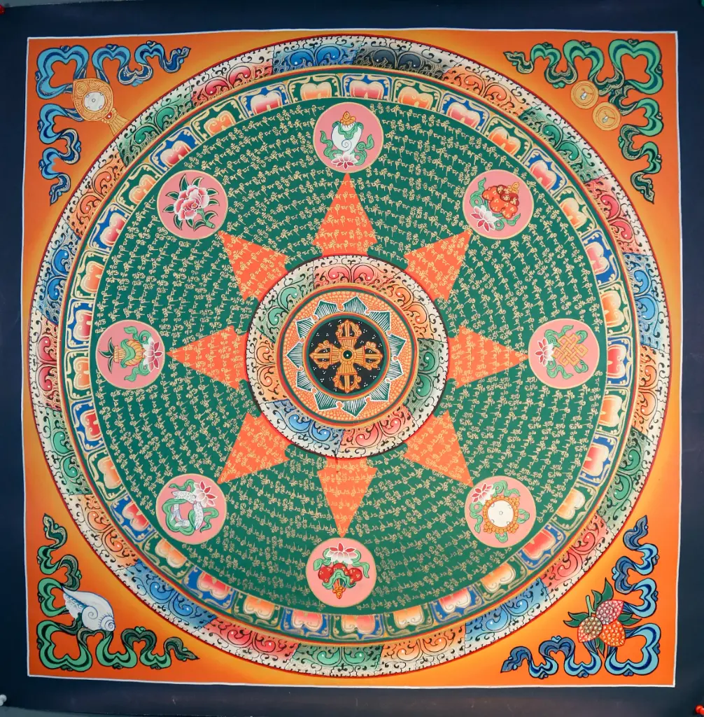 Om Mani Padme Hum & Ashtamangala Mandala – The Balance of Universal Fortune