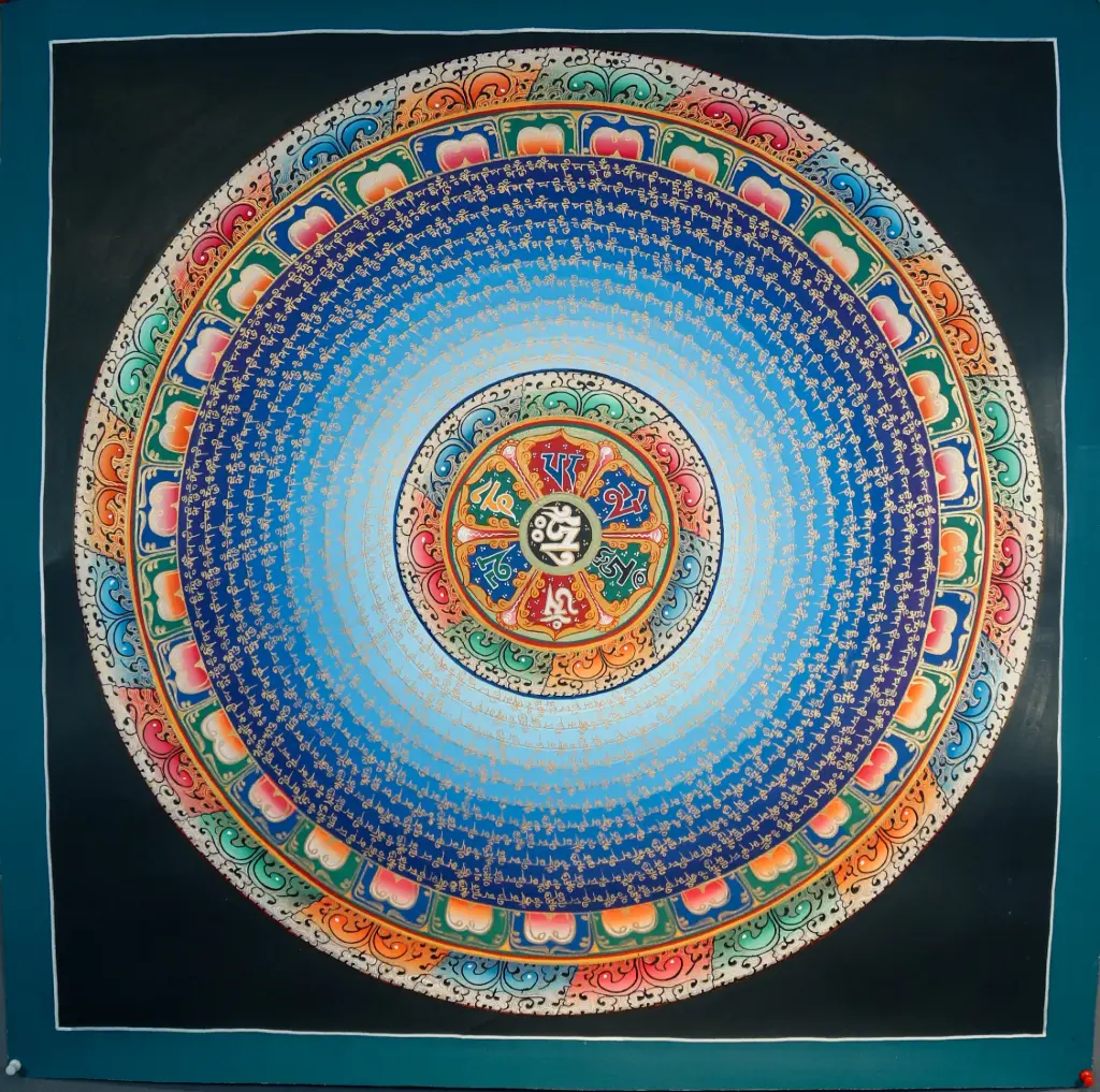 Om Mani Padme Hum Mandala Thangka – The Radiant Seed of Compassion 