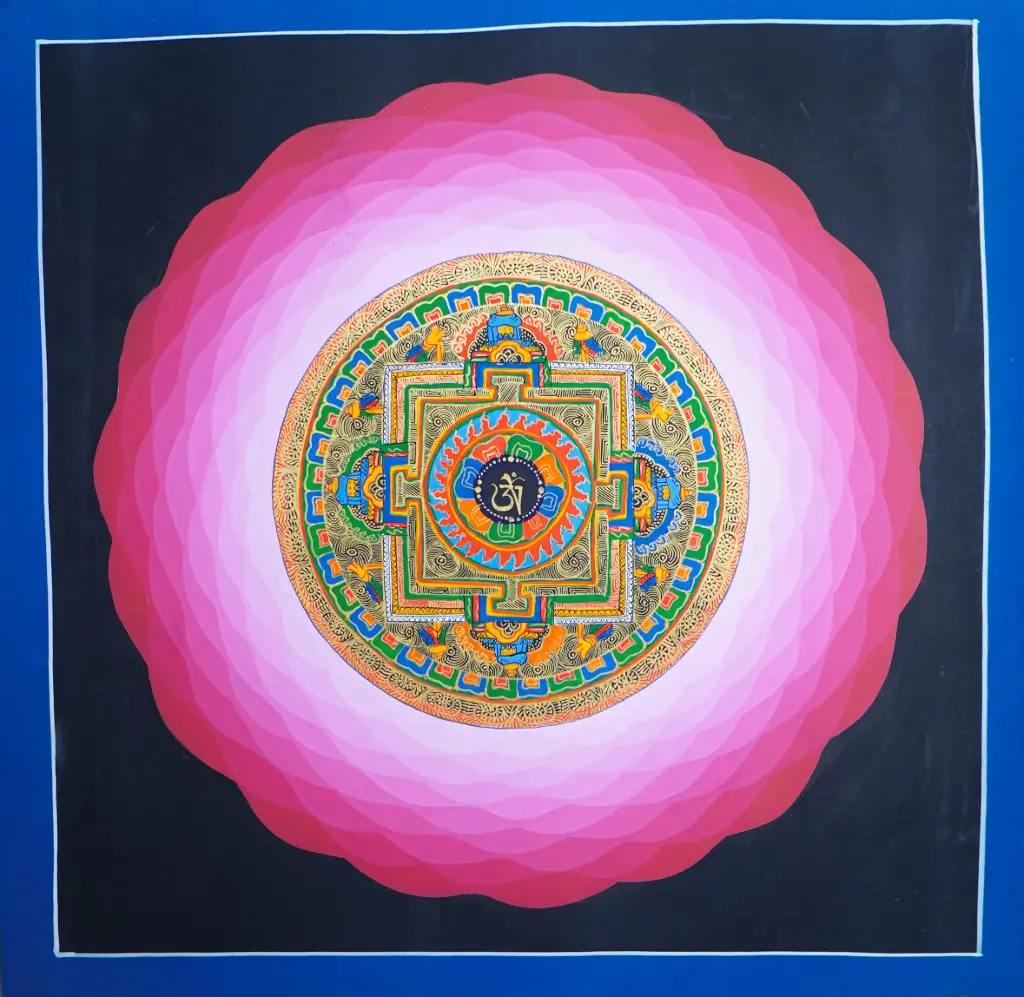 Om Bija Mantra Mandala Thangka