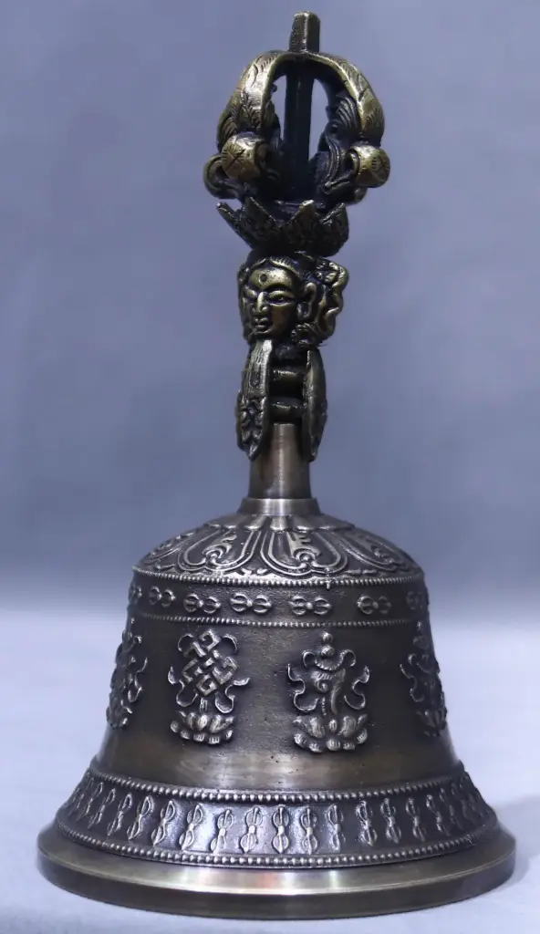 Mantra and Ashtamangala Bell with Five-spoked Vajra Head