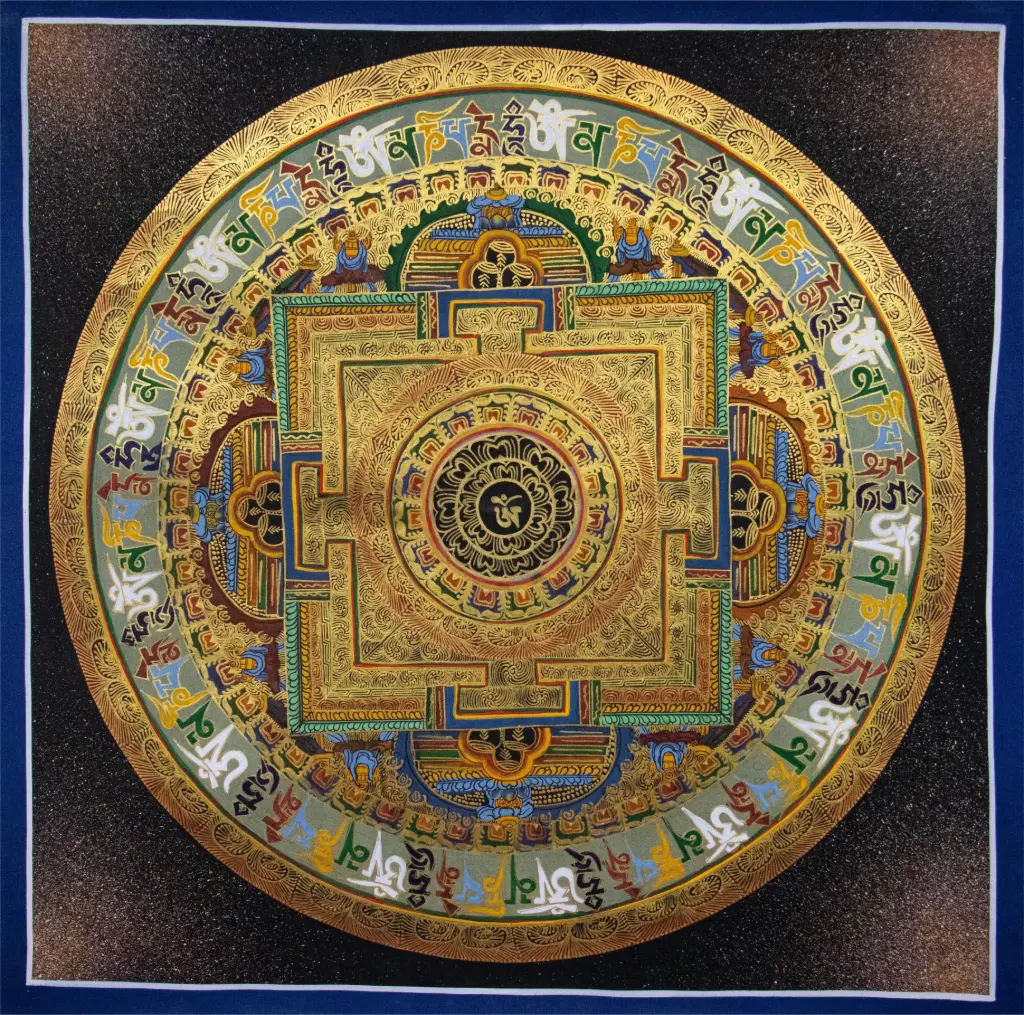 Om Bija Mantra Mandala Thangka 