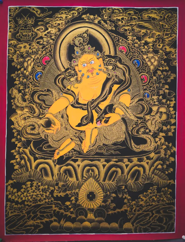 Yellow Jambhala Thangka – Newari Nagthang Style