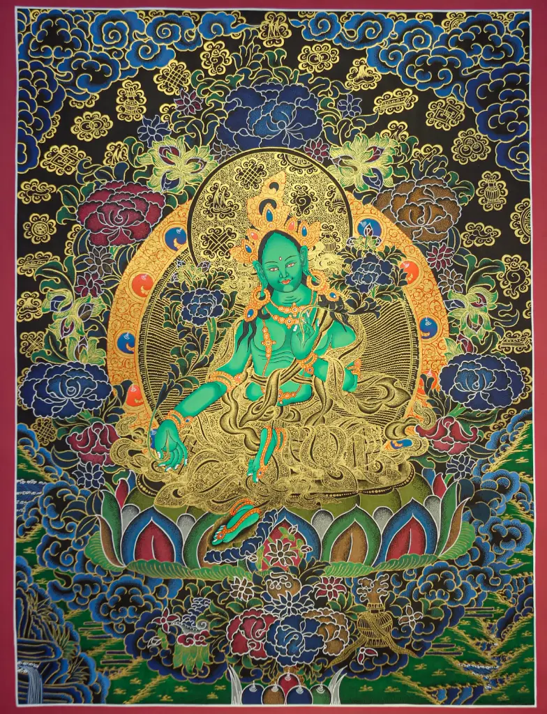 Green Tara Thangka – Nagthang Terrestrial Style