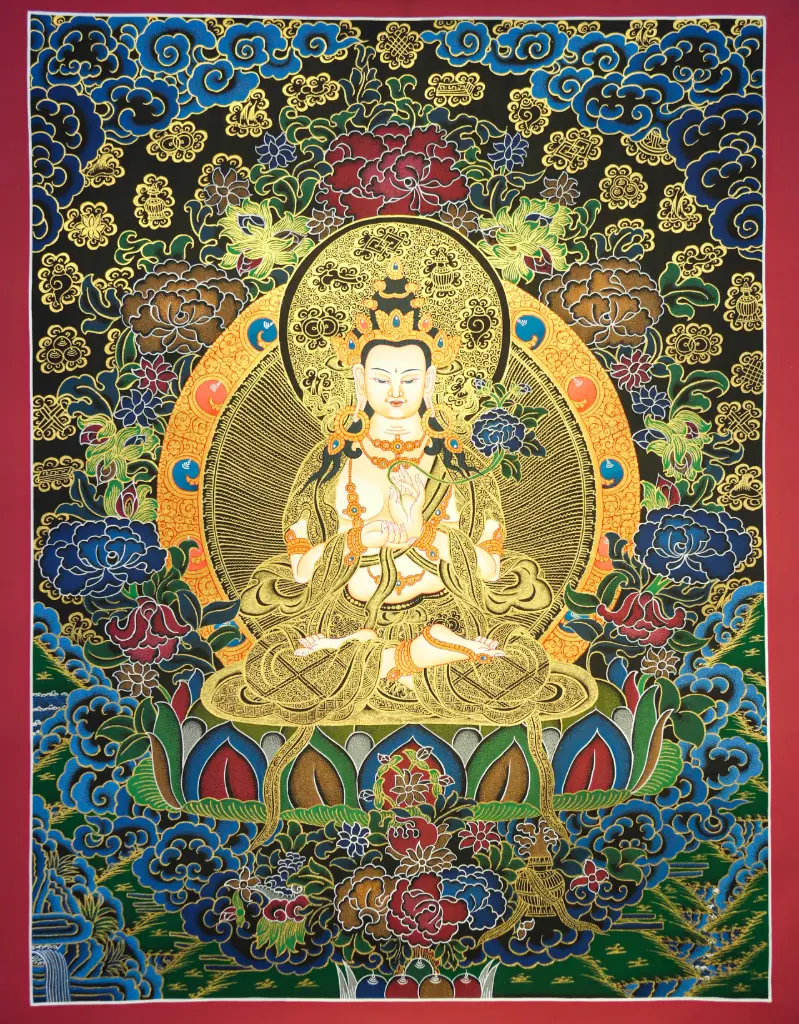 Mahasthamaprapta Thangka – Nagthang Menri Style