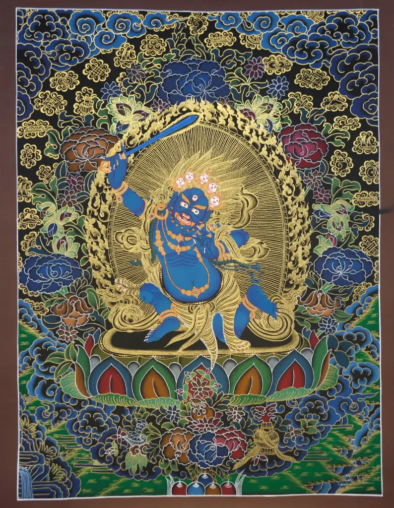 Acala Thangka – Nagthang Black Ground with Astamangala