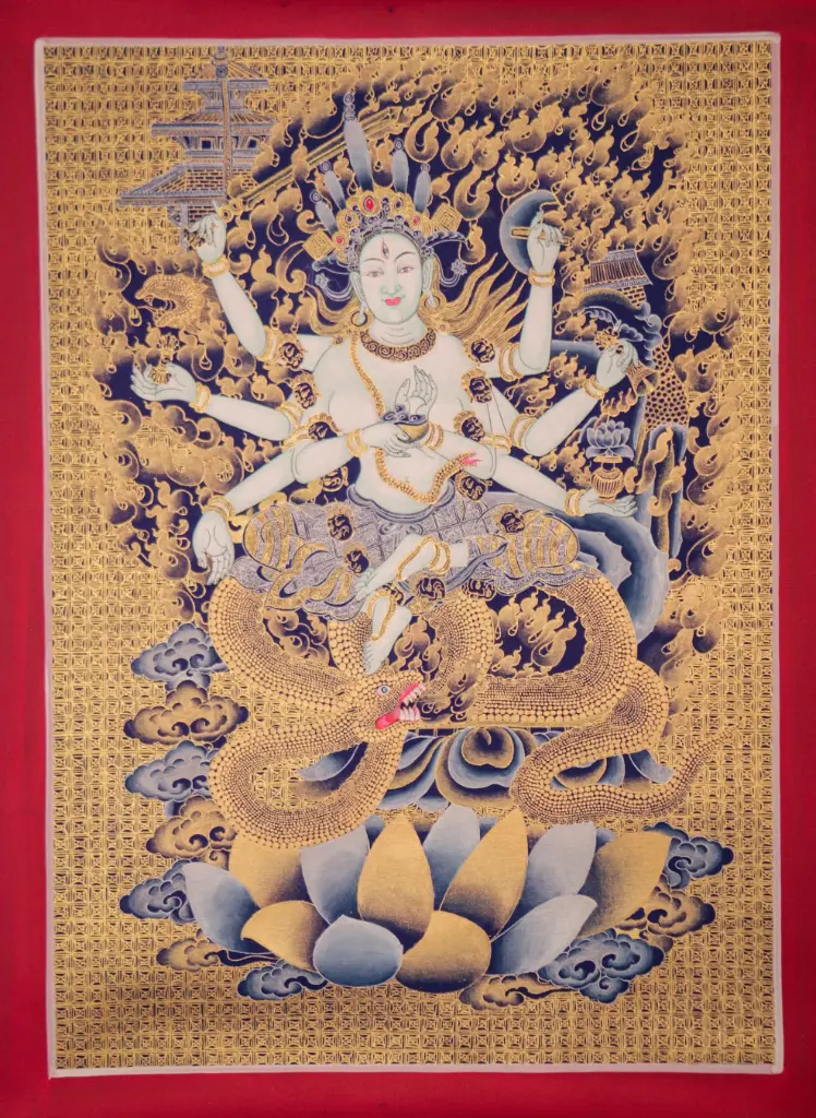 Taleju Bhawani Thangka – Eight-Armed Royal Form – Newari Style Nepalese