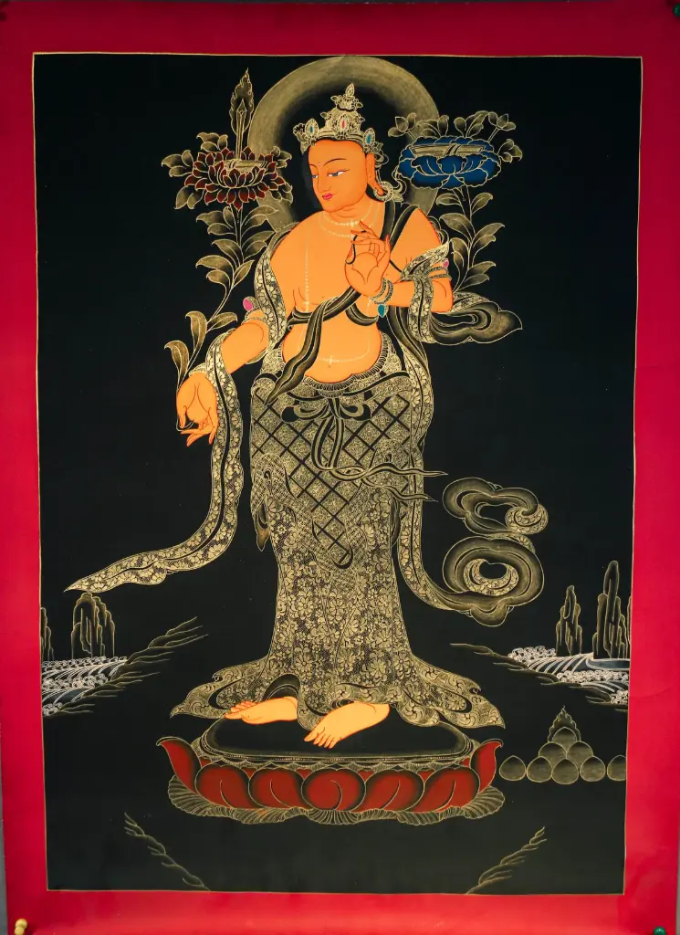 Standing Manjushri Thangka – Nagthang Gold Art