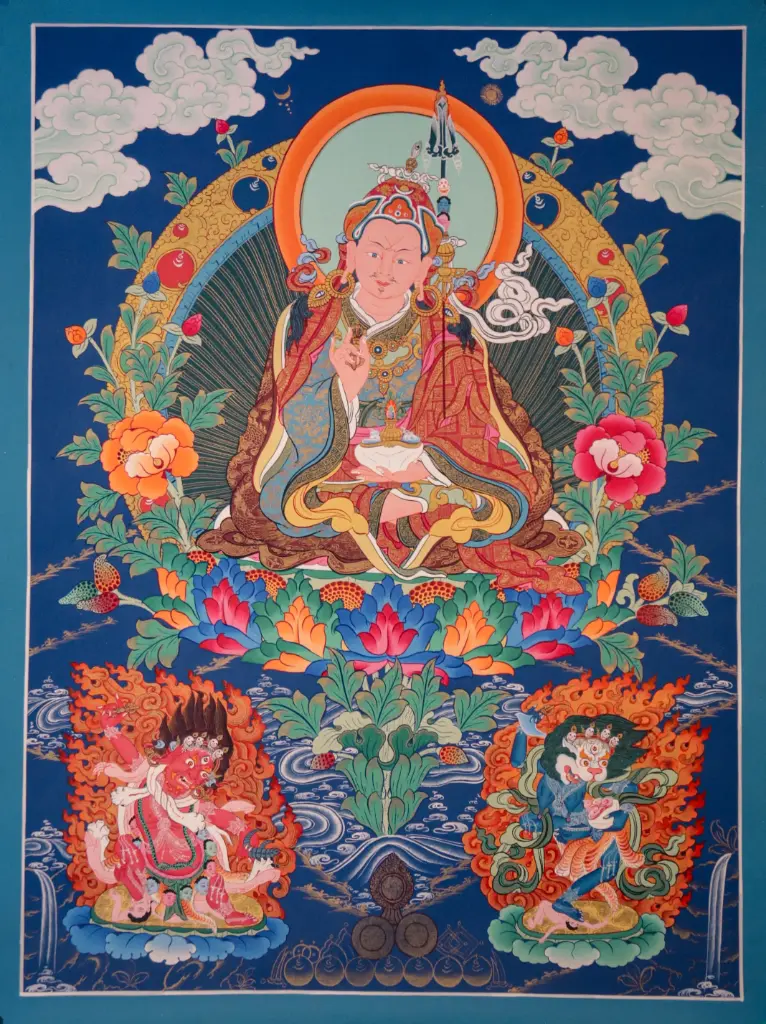 Guru Rinpoche Thangka – Menri Blue Terrestrial – Wisdom of the Precious Master