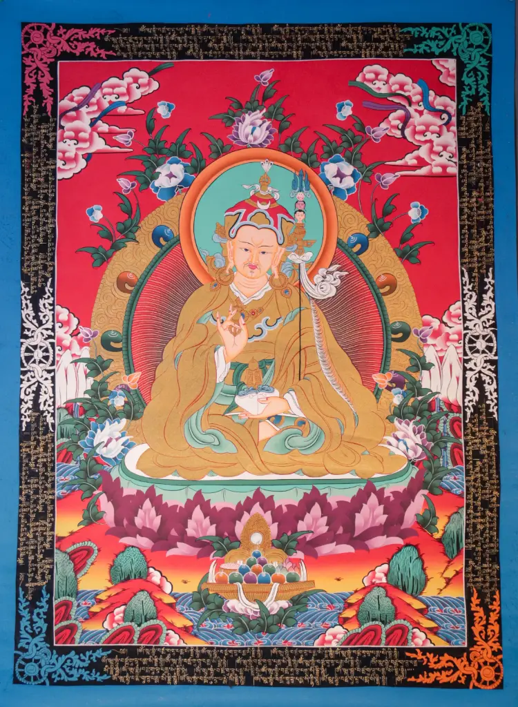 Guru Rinpoche Thangka – Red Terrestrial Landscape – Wisdom of the Lotus Master