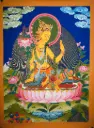 Golden Manjushri Thangka – Lotus Throne – Gentle Wisdom in Bloom