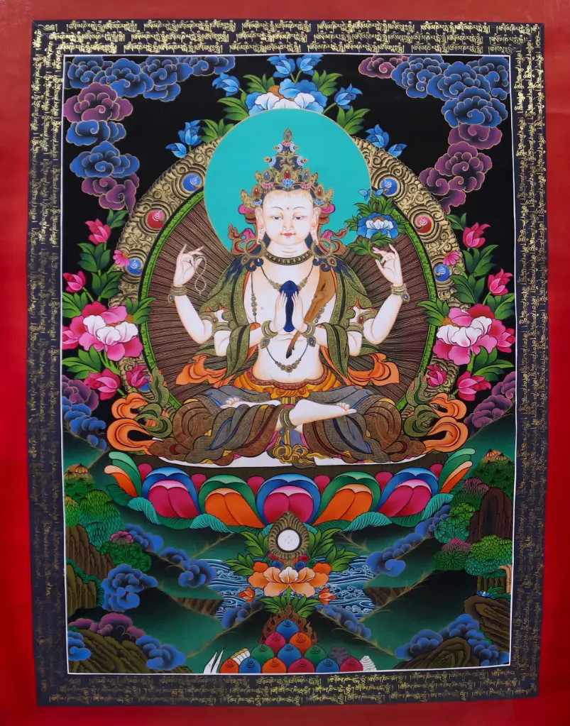 Consecrated Chenrezig Thangka(Nagthang Menri Style)