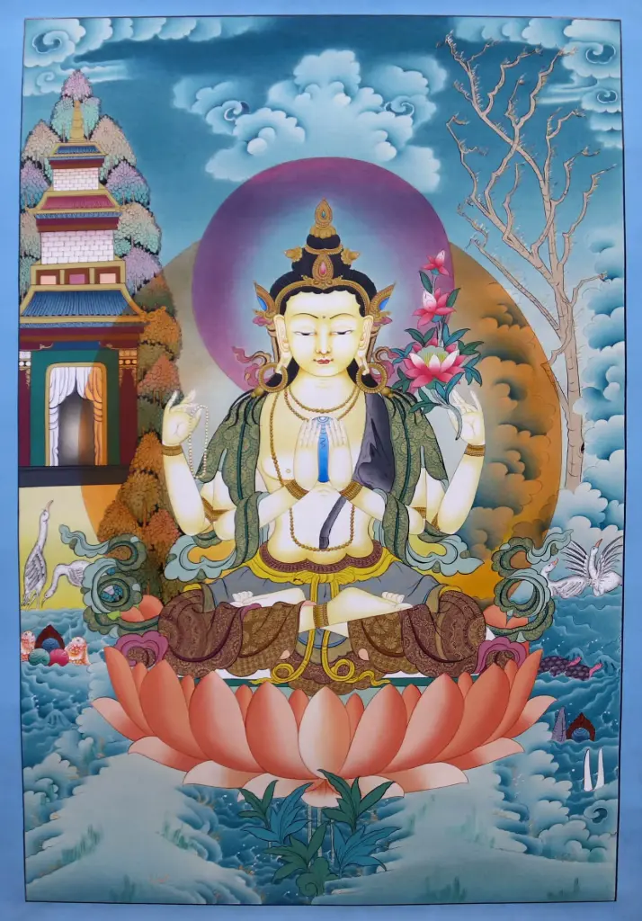 Chenrezig Thangka (The Buddha of Compassion) A Consecrated Sanctuary