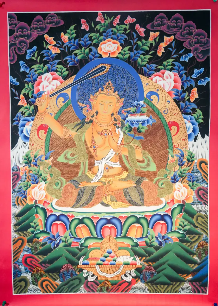 Manjushri Thangka – Menri Floral Throne