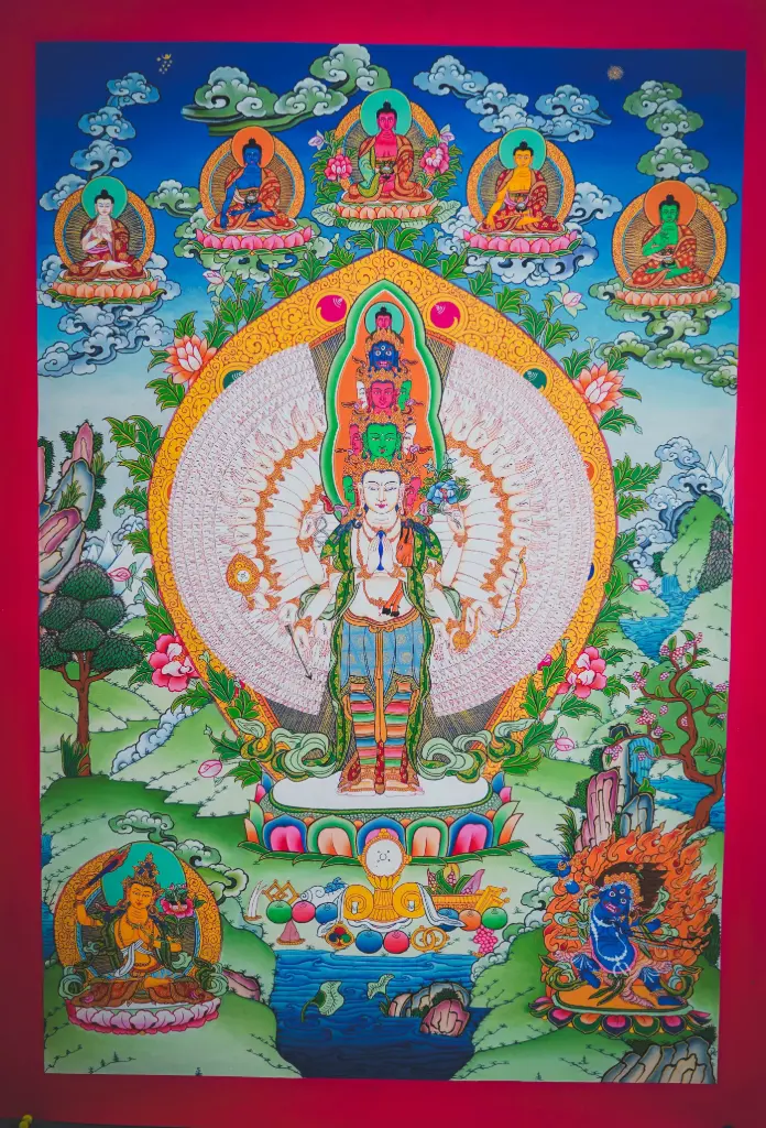 Avalokiteshvara Thangka – 1000 Arms, 11 Heads