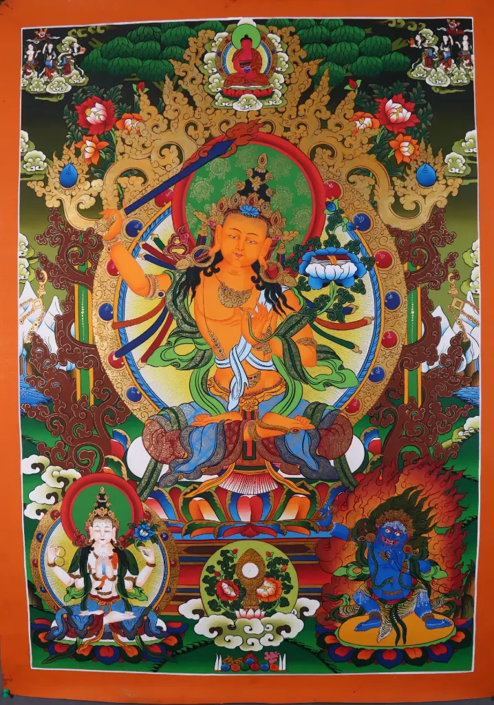 Manjushri Thangka – Lords of the Three Families – Illuminating Ultimate Wisdom