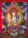 White Tara Thangka – Three Long Life Deities – Sanctuary of Boundless Healing