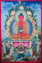Amitabha Buddha Thangka – Pure Land Trinity Assembly – Sanctuary of Boundless Light
