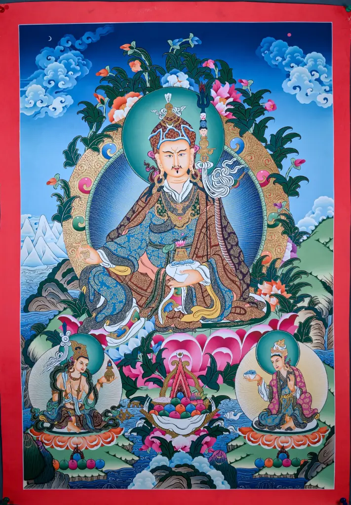 Guru Rinpoche Thangka – Terrestrial Menri Landscape