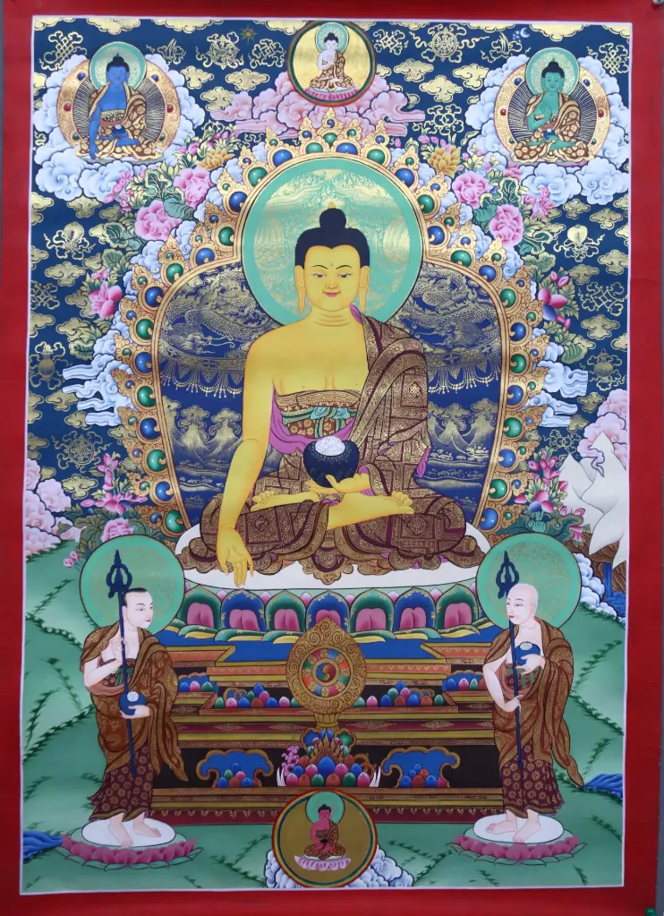 Ratnasambhava Thangka – Jewel Family Assembly – The Golden Radiance of Equanimity