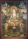 Consecrated White Tara Night Thangka – Trinity of Longevity