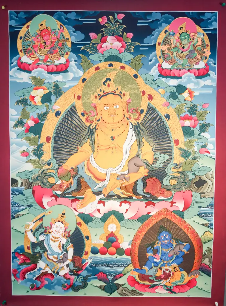 Five Jambhala Thangka – Menri Wealth Assembly