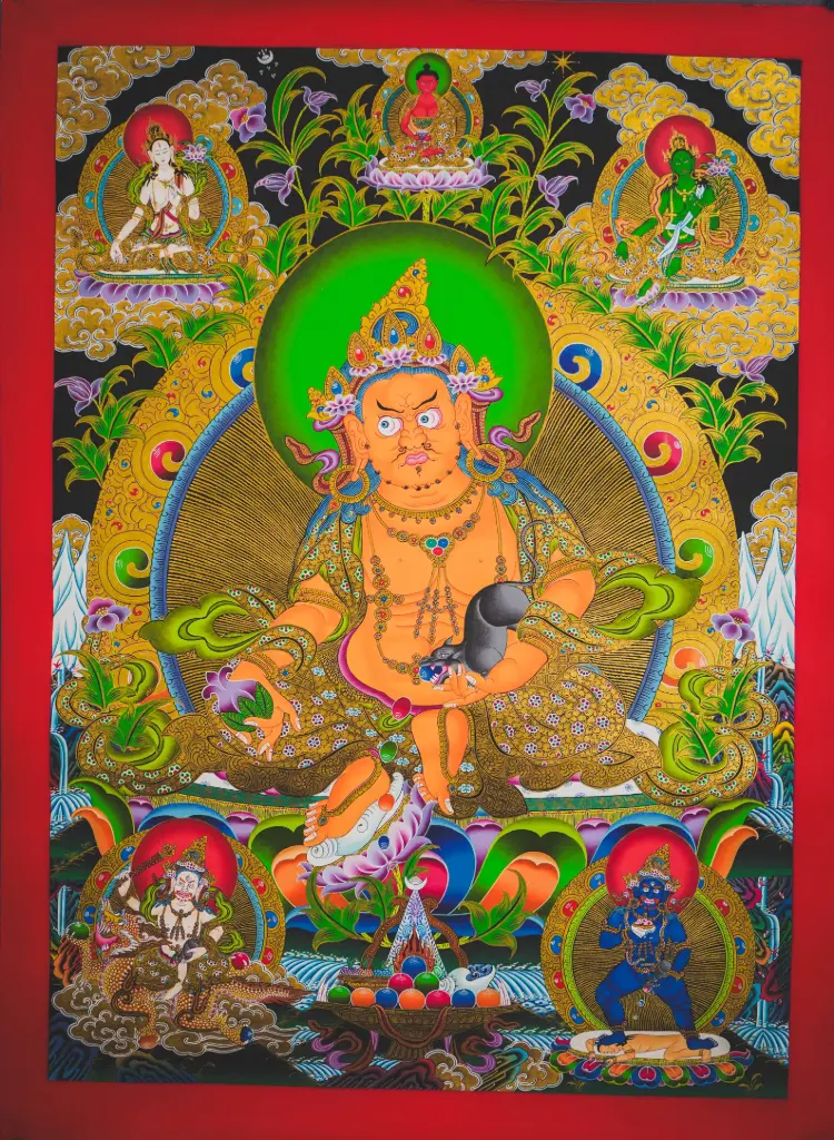 Yellow Jambhala Thangka (Mandala of Abundance)