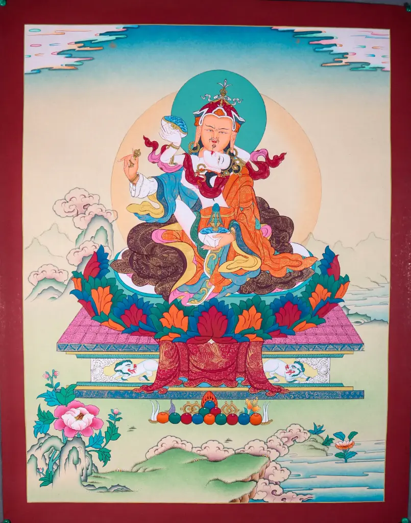 Guru Rinpoche with Shakti Thangka – Karma Gadri – Union of Bliss and Void 