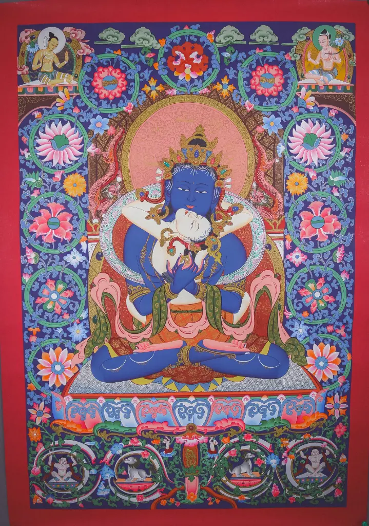 Vajradhara Thangka – Newari Paubha Style – The Primordial Union