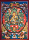 Ksitigarbha Thangka – Red Floral Circle Mandala