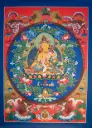 Ksitigarbha Thangka – Blue Floral Circle Protector