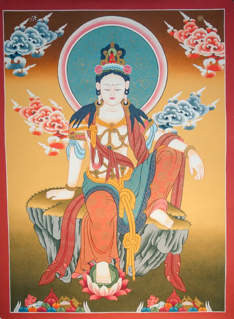 Avalokiteshvara (GuanYin) Thangka – Karma Gadri Style – 