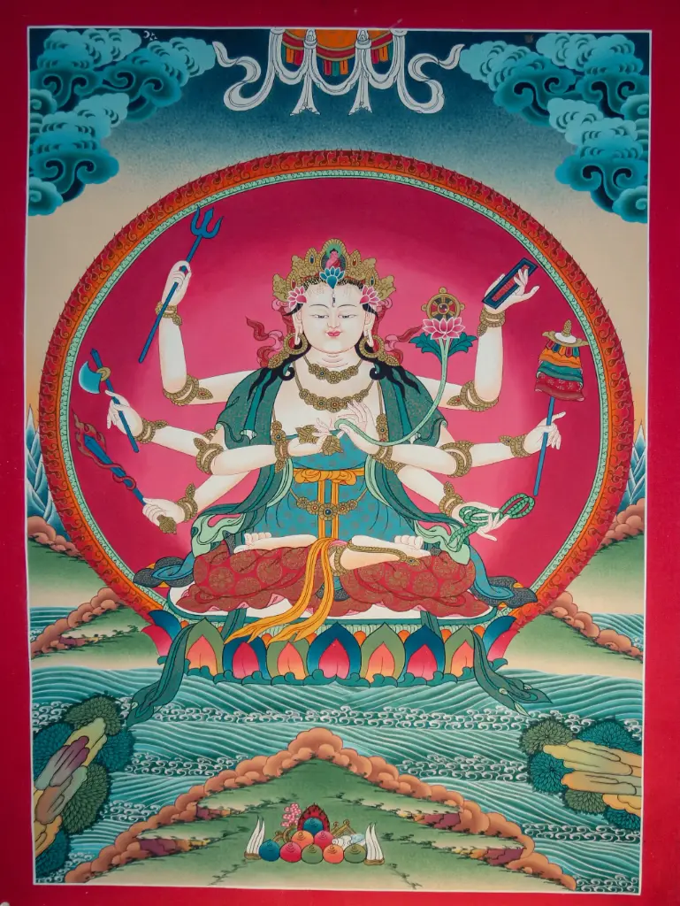 White Marichi Thangka – Menri Style – Radiant Light of Wisdom