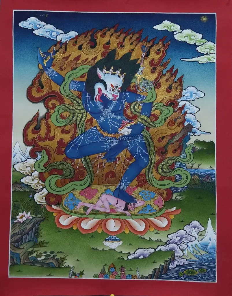 Simhamukhi Thangka (Sengye Dongma): The Lion-Faced Dakini
