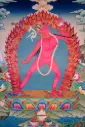 Vajrayogini Thangka – Scarlet Wisdom – Menri Landscape Style
