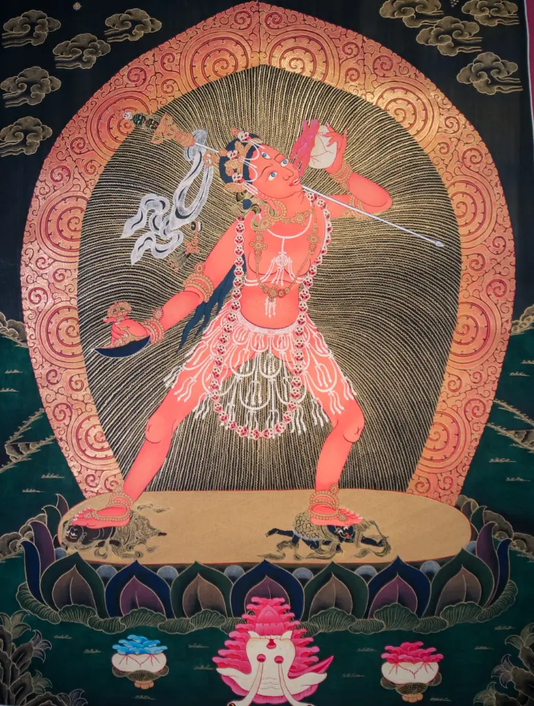 Vajrayogini Thangka – Nocturnal Green – Menri Nagthang Style