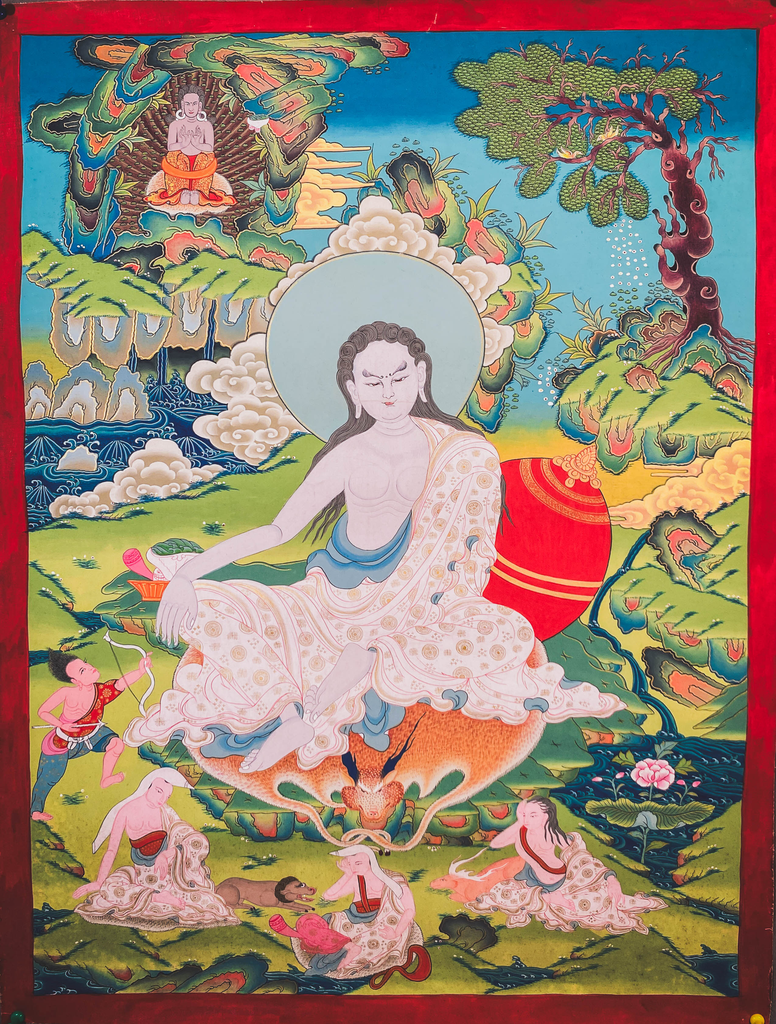 Milarepa Thangka – Forest Retreat with Hunter – Songs of Fearless Awakening