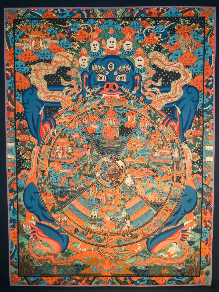 Wheel of Life Mandala Thangka – The Cosmic Mirror of Existence 