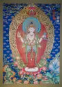Chenrezig Drowa Kundrol Thangka With Amitabha Buddha Blessing– Standing Esoteric Form – Menri Style