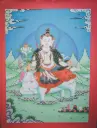 Samantabhadra Thangka – White Elephant Rider
